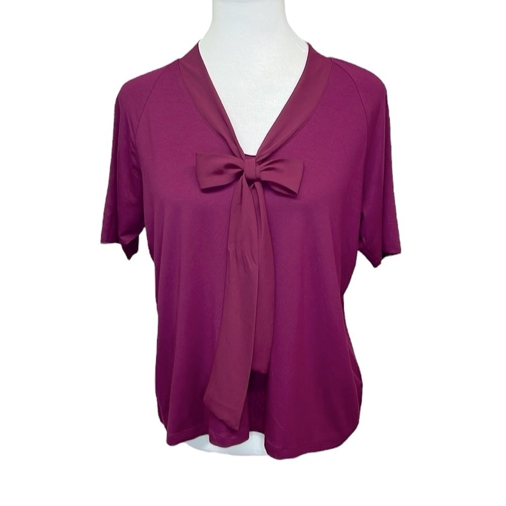 Talbots Tie Neck Blouse Purple
